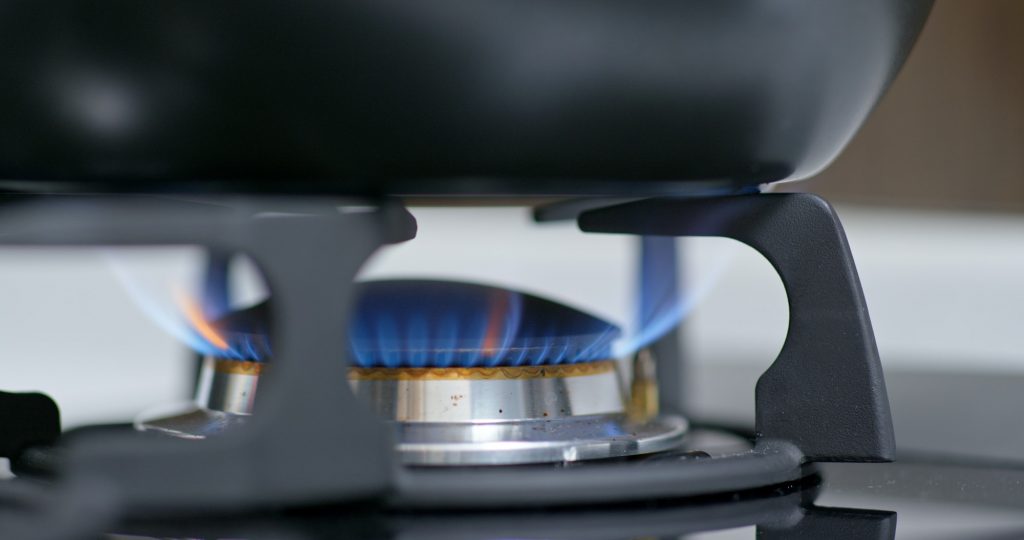 Gas cooking stove at home